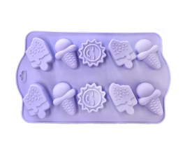 Molde silicona 10 helados y sol 